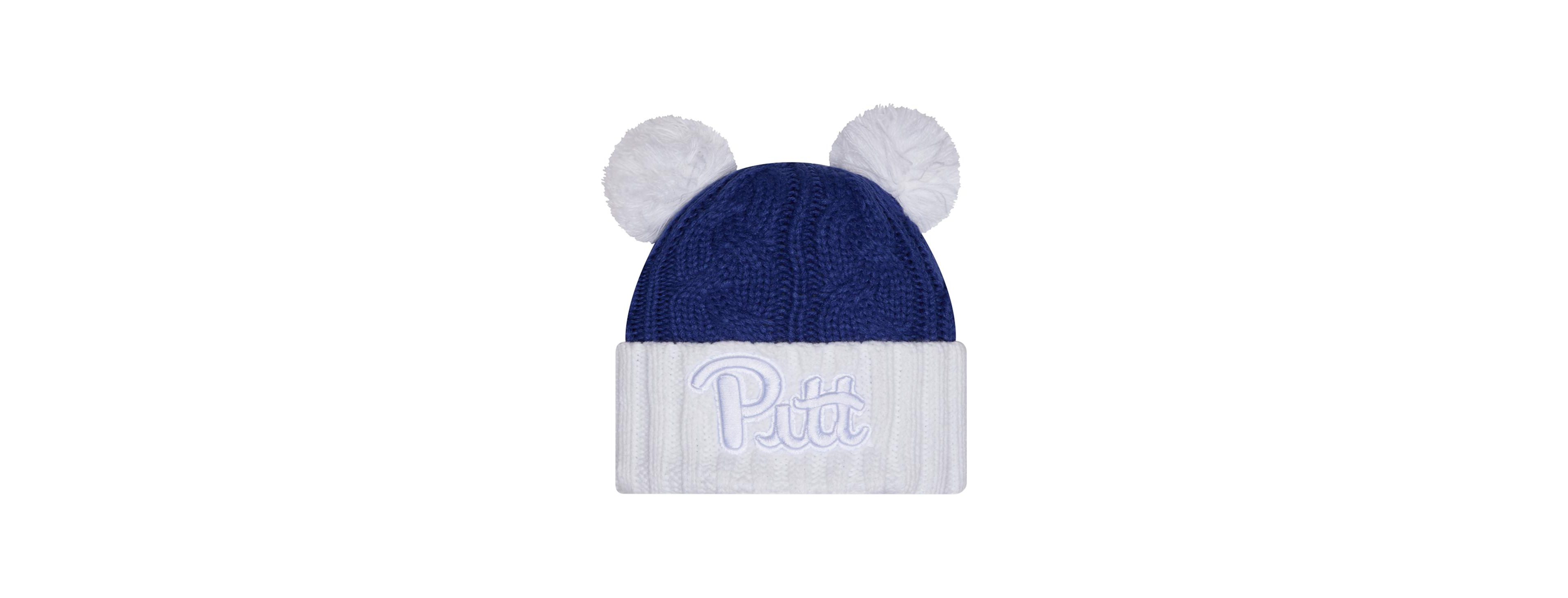 Women's Royal Pitt Panthers Tonal Cuffed Knit Hat with Double Poms