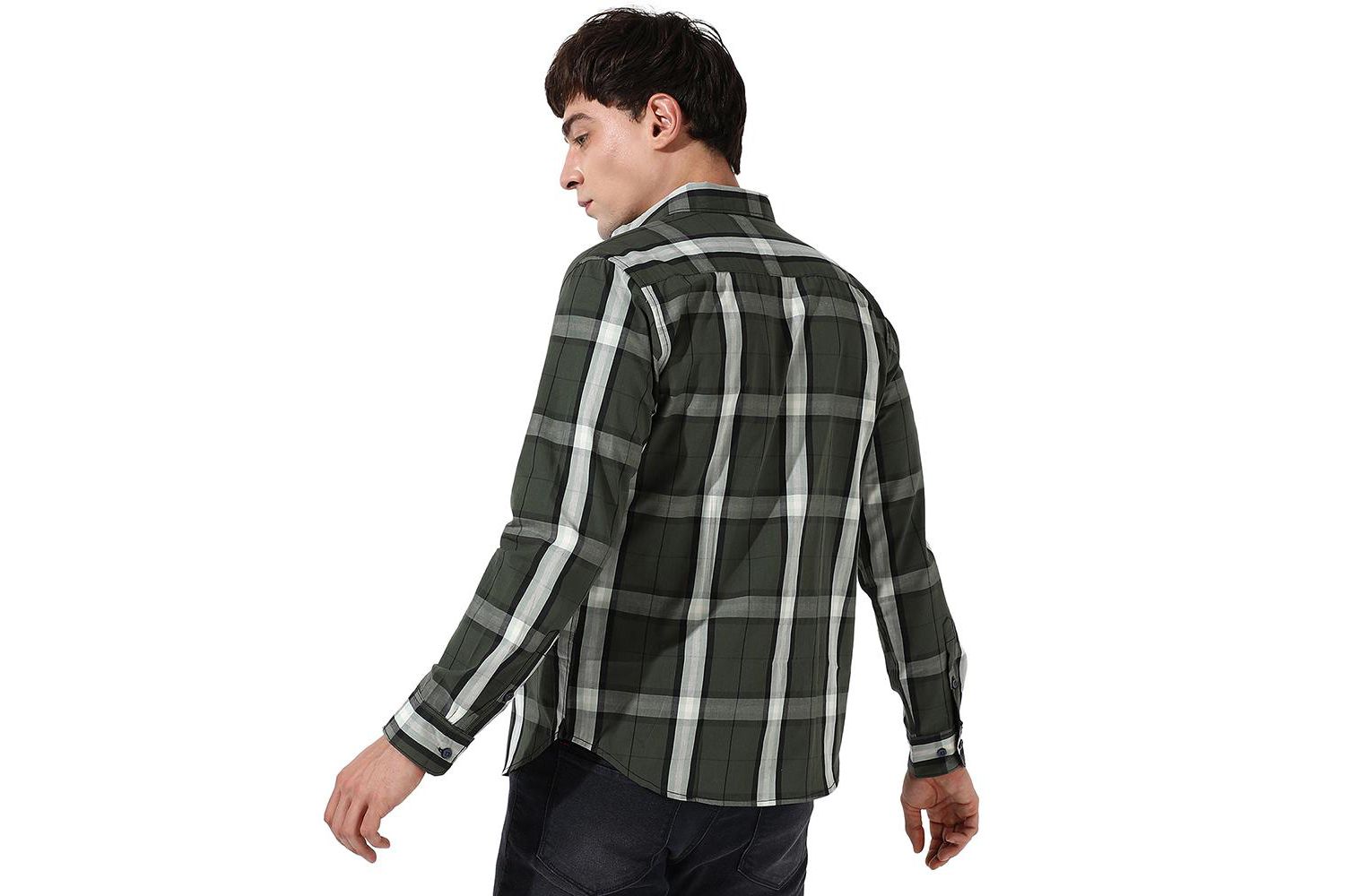 Men's Tartan Plaid Dark Green Shirt.