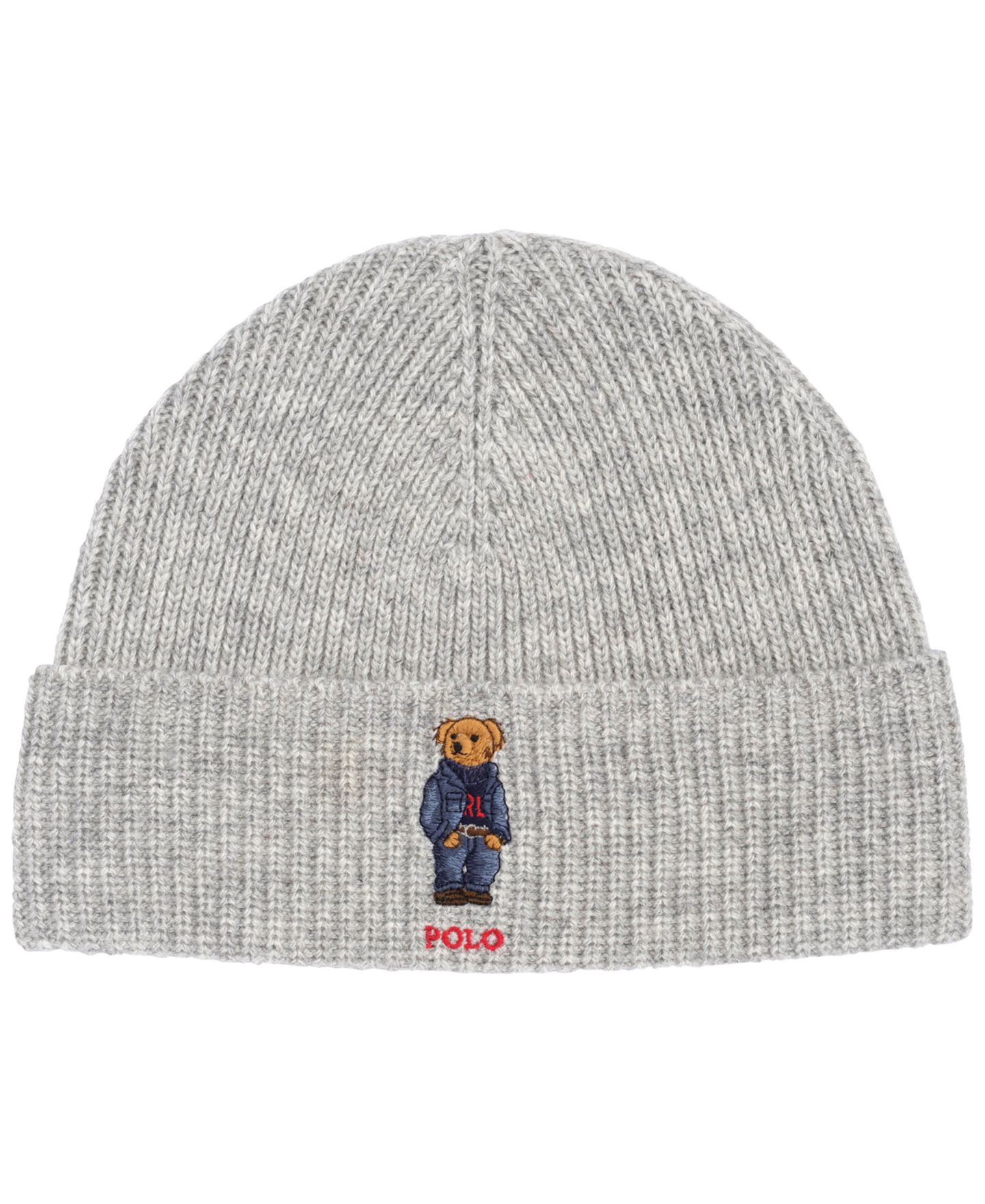 Мужская шапка Polo Ralph Lauren Solid Denim Bear Beanie, цвет: Меланжевый — фото 1
