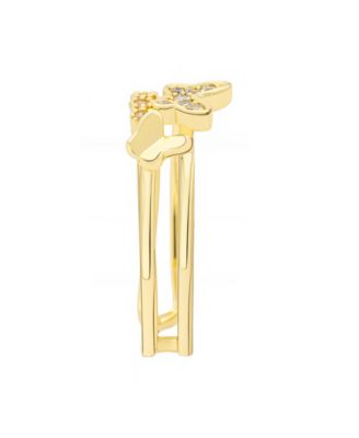 Cubic Zirconia 14k Gold Flash Plated Butterfly Ring