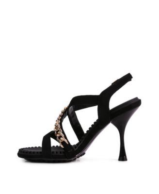 DOMEDA Womens Metal Chain Embellished Sandals