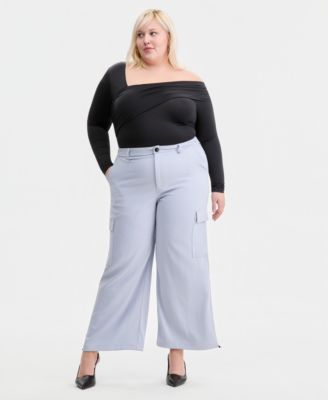 Trendy Plus Size Cargo Drawcord-Hem Pants, Macy's Exclusive