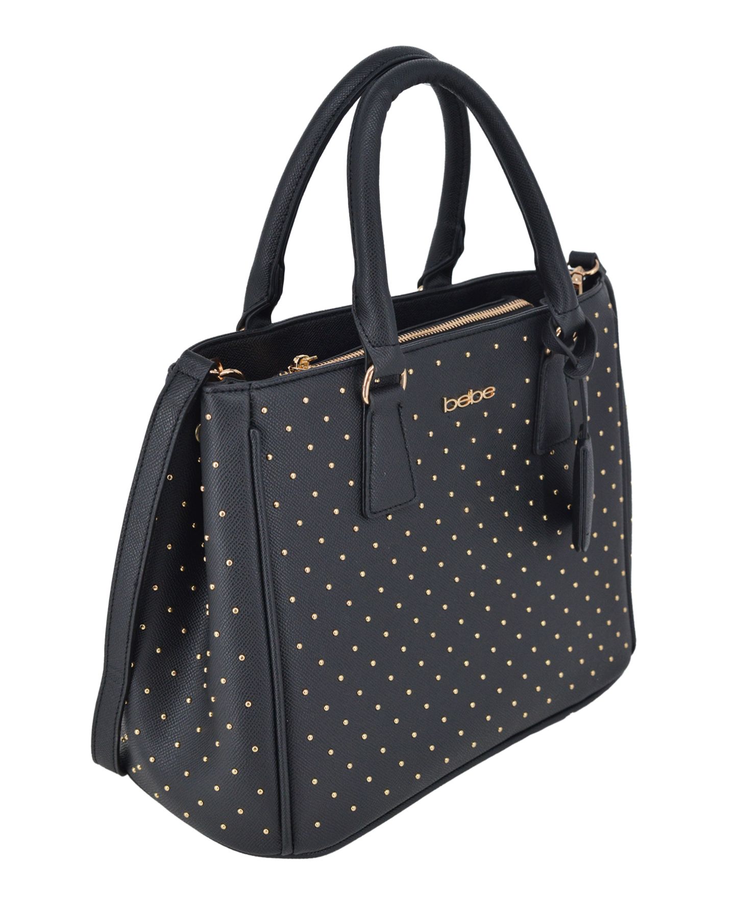 Женская сумка Bebe Sagan Studded Medium Satchel, цвет: Чёрный — фото 3