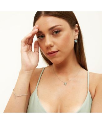 Sterling Silver Enamel Clover Earrings - Turquoise