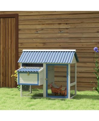55.5" Wooden Chicken Coop with Run Box, Nesting Box, Tray,