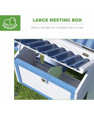 55.5" Wooden Chicken Coop with Run Box, Nesting Box, Tray,