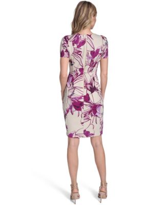 Women's Short-Sleeve Crewneck Sheath Dress