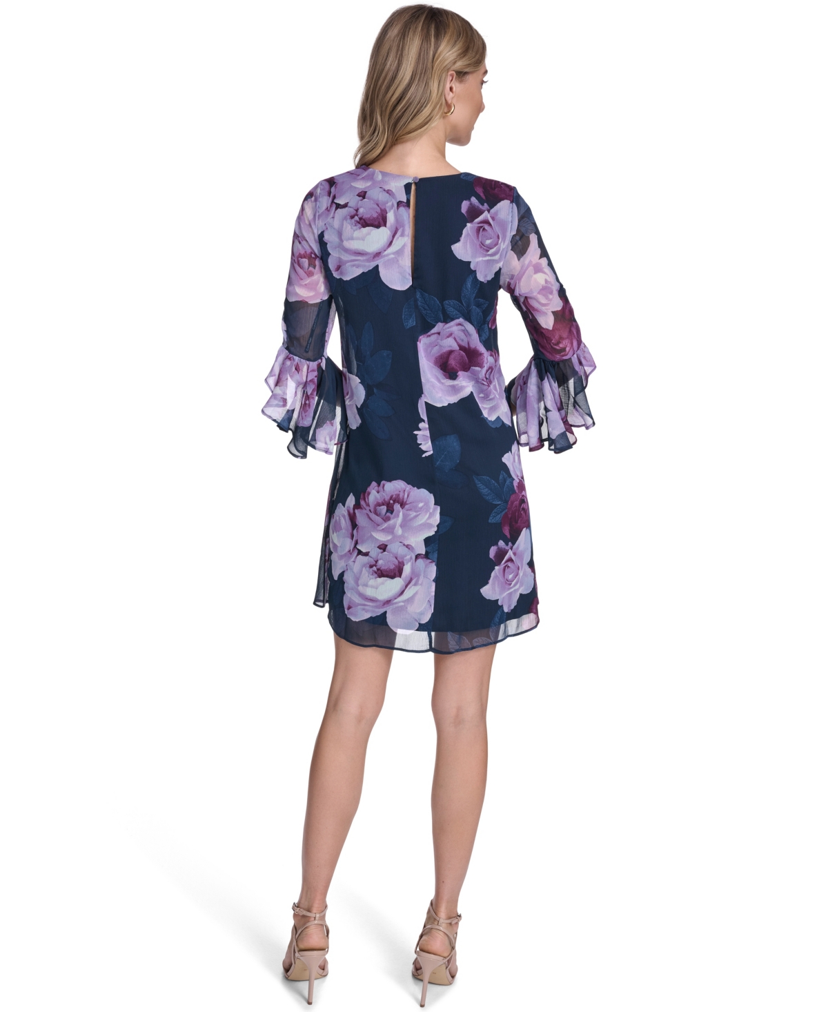 Calvin Klein Women's Three-Quarter Sleeve V-Neck Short Dress