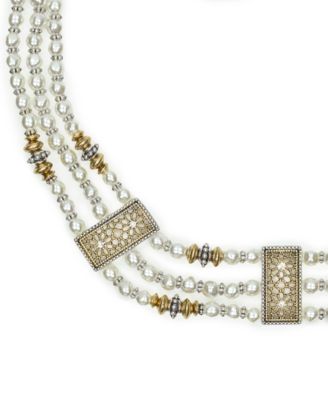 3 Strand Glass Pearl Layered Necklace