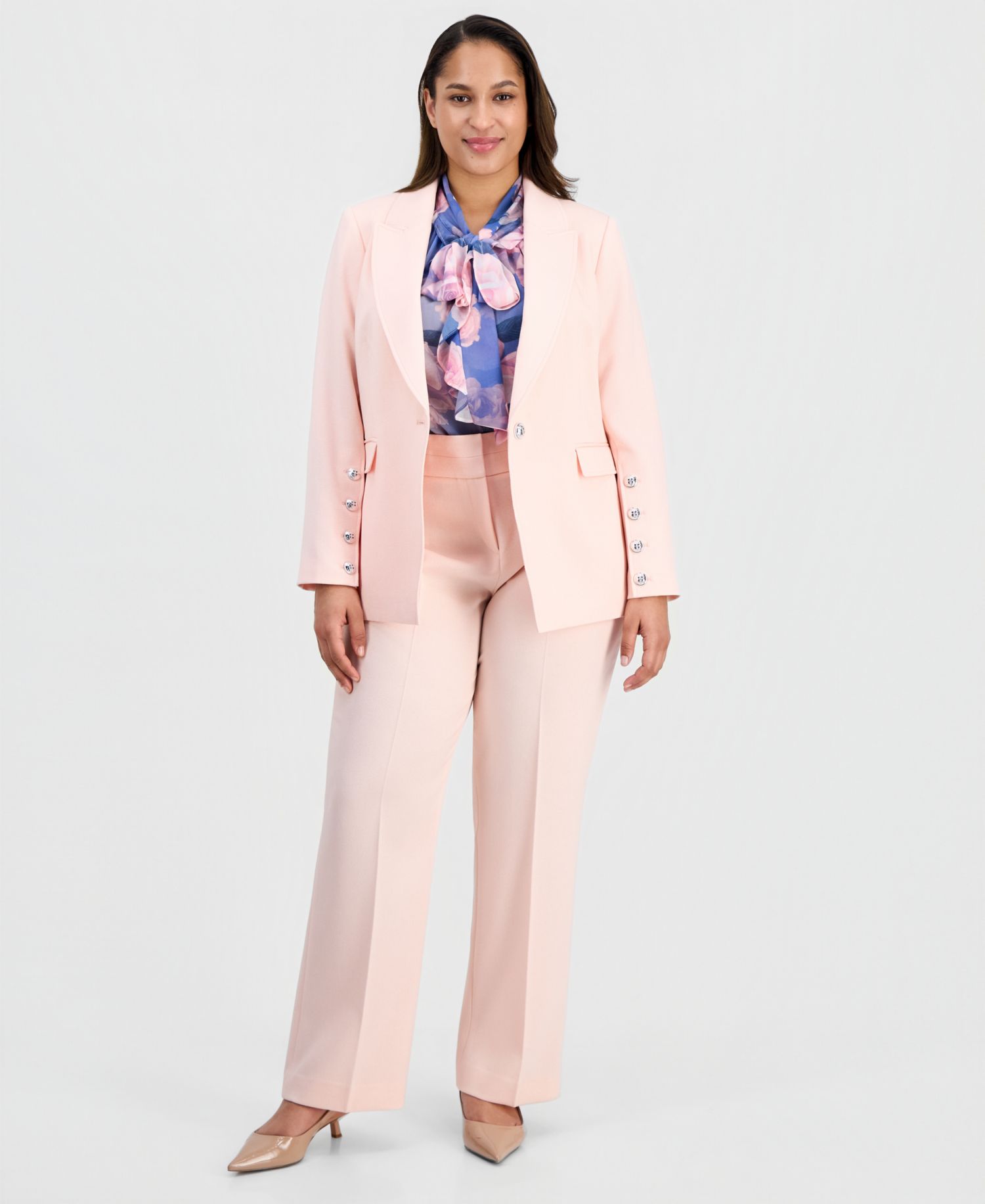 ASL Plus Size Peak-Lapel One-Button Blazer
