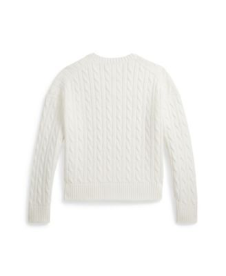 Girls' 7-16 Cable-Knit V-Neck Sweater