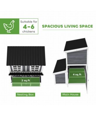 39" Wooden Chicken Coop with Nesting Box, Tray, for 4-6 Chickens