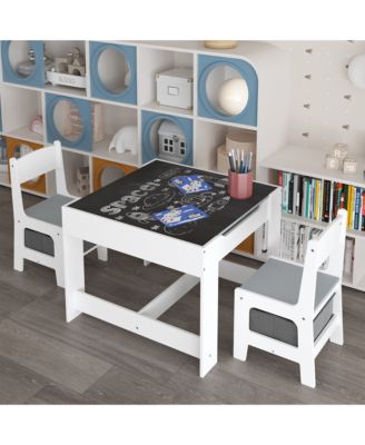 3-in-1 Kids Activity Table Set with Storage Drawer and Detachable Tabletop in White