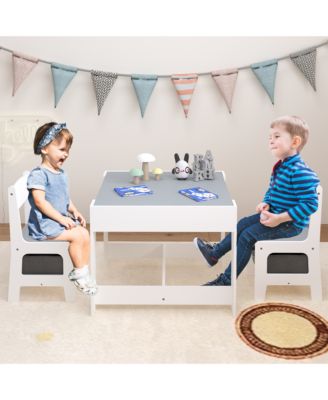 3-in-1 Kids Activity Table Set with Storage Drawer and Detachable Tabletop in White