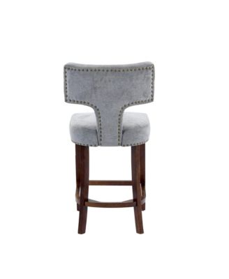 Set of 2 Mid-Century Counter Stools with Curved Back and Upholstered Seat