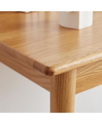 Solid Oak Wood Computer Desk with Drawer and Natural Wood Grain