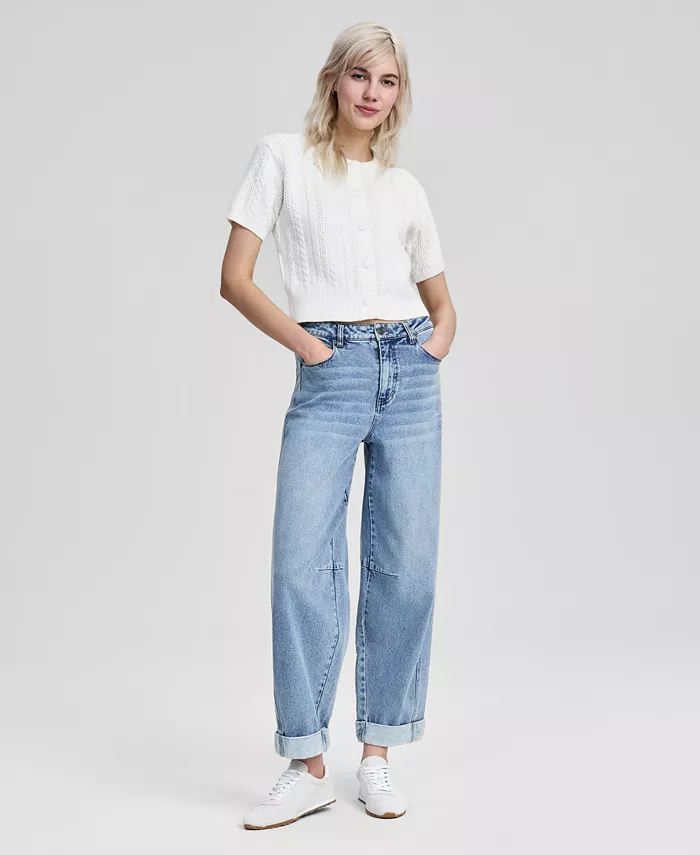 Women's Cuffed Barrel-Leg Jeans