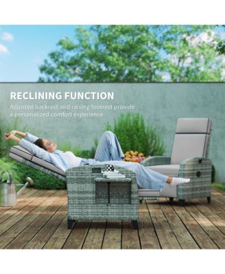 Outdoor Recliner Chair with Adjustable Backrest, Cushion,
