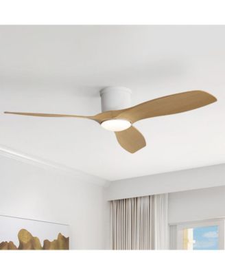 52-inch Modern Minimalist White 3-Blade Flush Mount with Remote Control,Supporting Mobile Device Connection and Voice Function