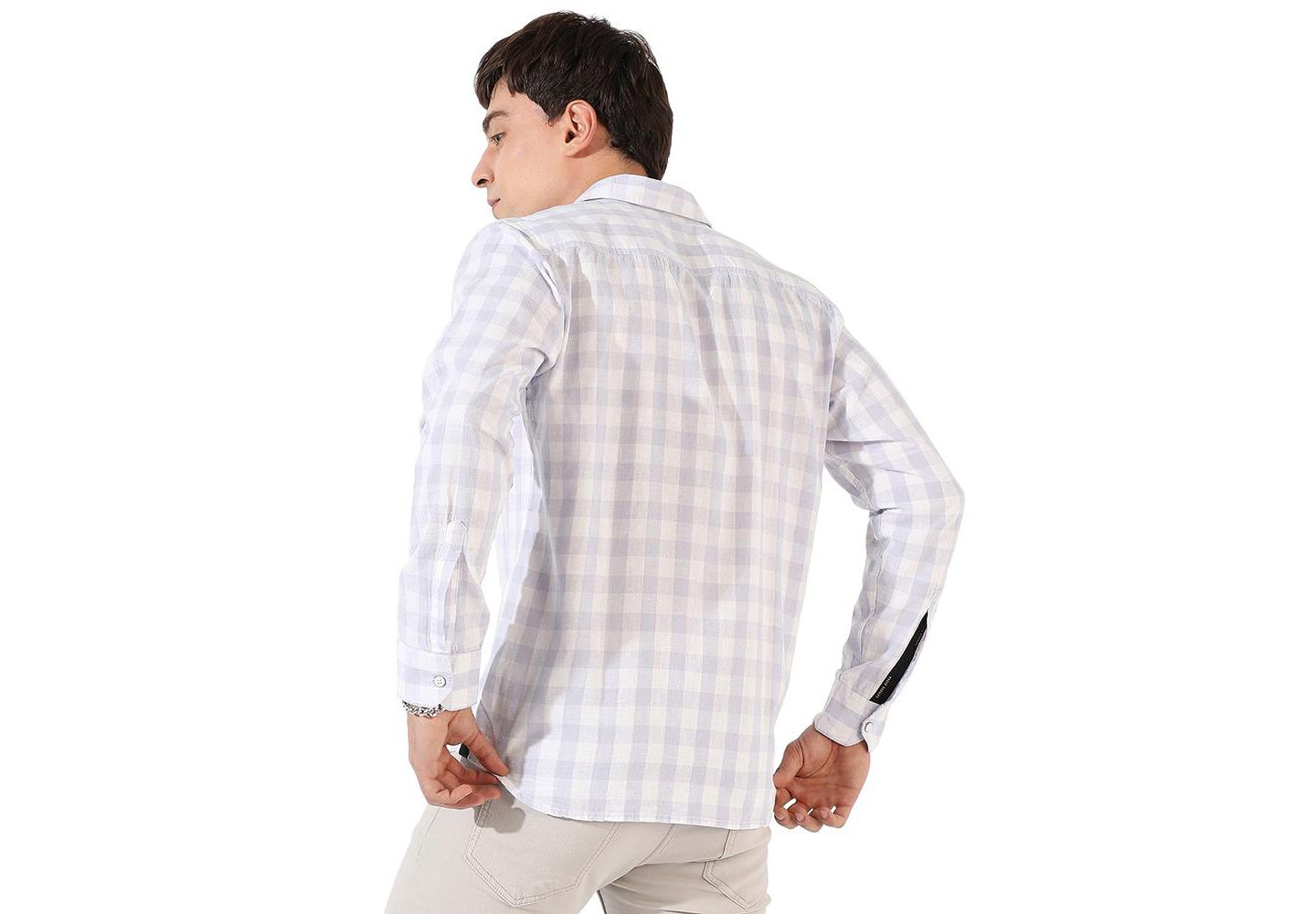 Мужская рубашка Cahoot Campus Sutra Checkered Regular Fit Casual, цвет: Синий — фото 3