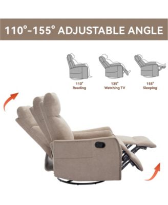 Heat Massage Manual Recliner Chair with Rocker and Swivel in Fabric for Living Room