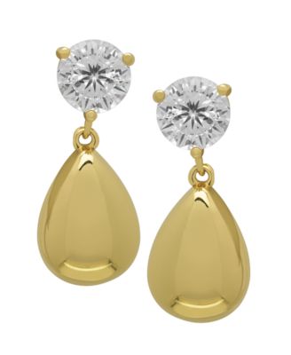 Lab-Grown White Sapphire Pear Drop Earrings (3-1/5 ct. t.w.) in 14k Gold Over Sterling Silver