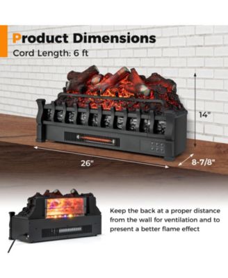 26 Inch Electric Fireplace Heater with Remote Control and Realistic Lemonwood Ember Bed-Black