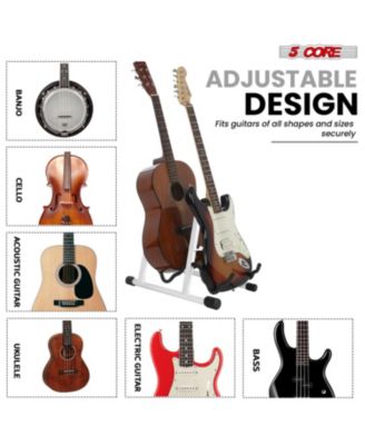 Double Guitar Stand Floor Adjustable A Frame Folding Acoustic Electric Guitars Holder Stands GSS 2N1 WH