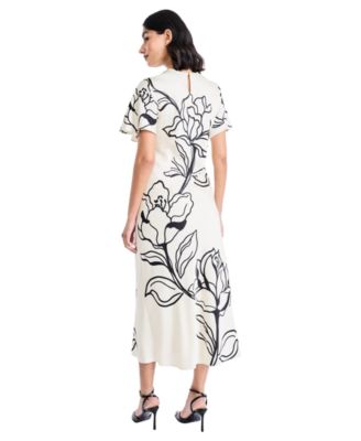 Women's Short-Sleeve Floral Printed Dress