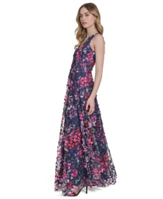 Women's Sleeveless V-Neck Illusion Gown