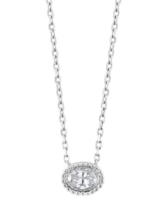Diamond Oval Pendant Necklace (1/3 ct. t.w.) in 14k White Gold