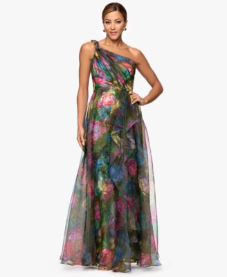 Women's Printed One-Shoulder Long Dress