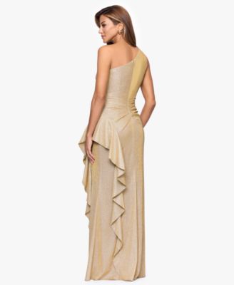 Women's One-Shoulder Glitter Long Dress