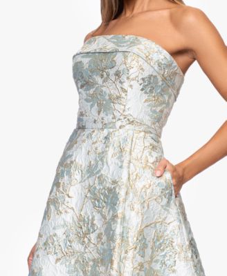 Women's Long Strapless Brocade Dress