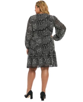 Plus Size Tie Neck A-Line Dress