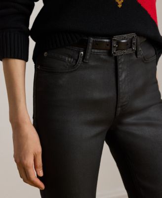 Petite Coated High-Rise Straight Ankle Jeans