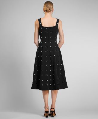 Women's Zahra Nailhead Trim Square Neck Midi Dress