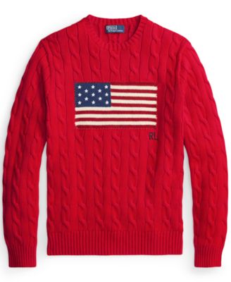 Men's  Cable-Knit Flag Sweater
