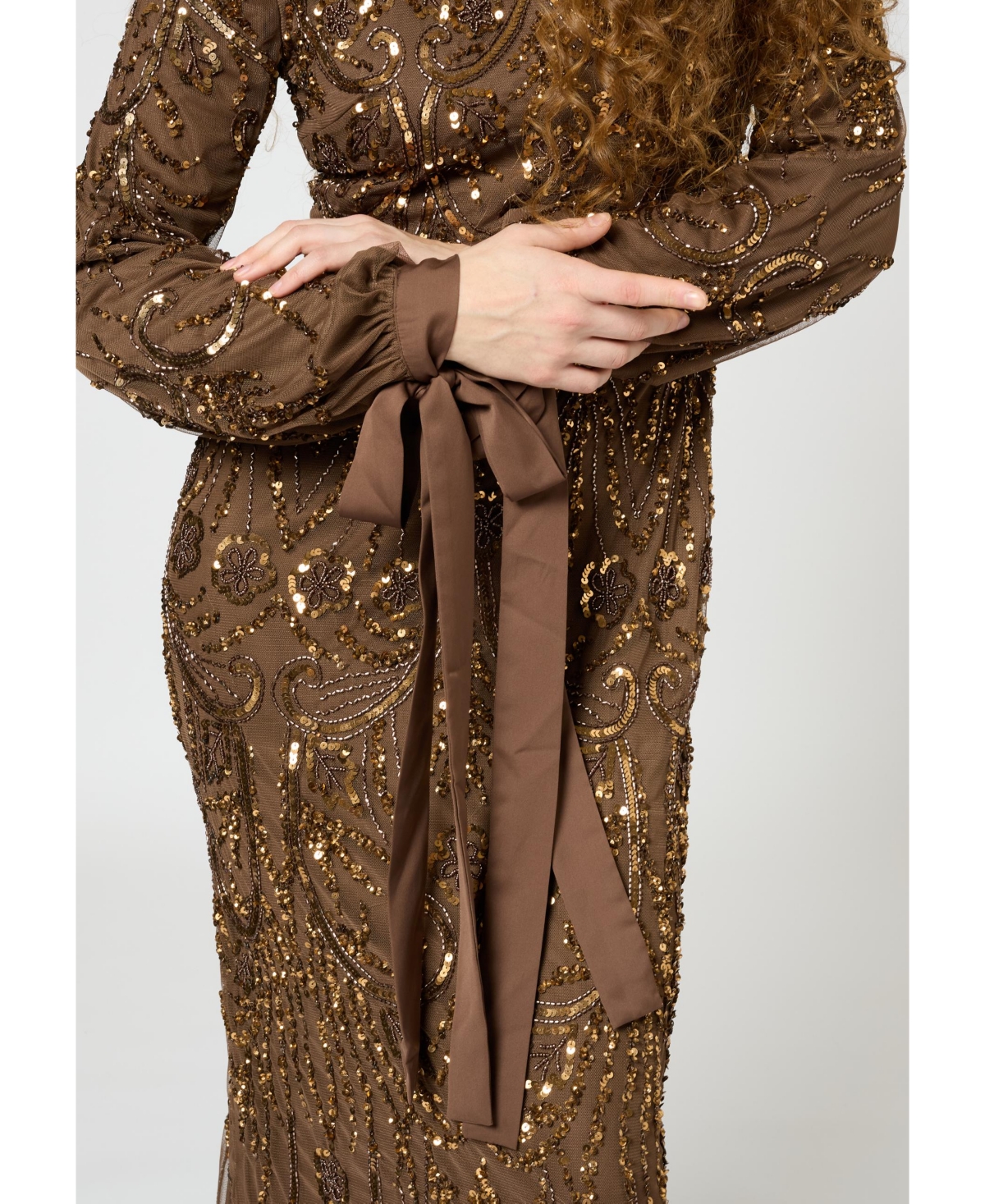 Maryisa Women's Modest Embellished Sequin Beaded Dress