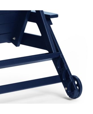 Outdoor HDPE Patio Chaise Lounges With Wheels & Cup Holder (Set of 2)