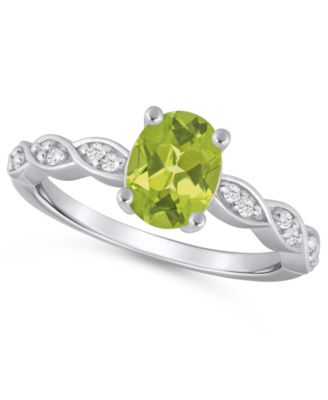 Amethyst (1-1/5 ct. t.w.) and White Diamond (1/20 ct. t.w.) Ring in 10k White Gold 