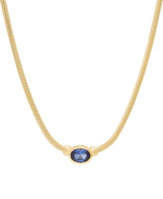 Macy's - Sapphire Necklace (7/8 ct. t.w.) in 14K Yellow Gold-Plated Sterling Silver
