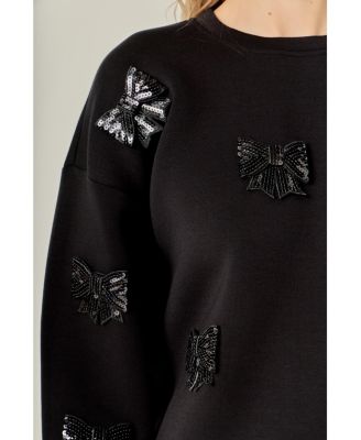 Women's Pearl Bow Scuba Sweatshirt