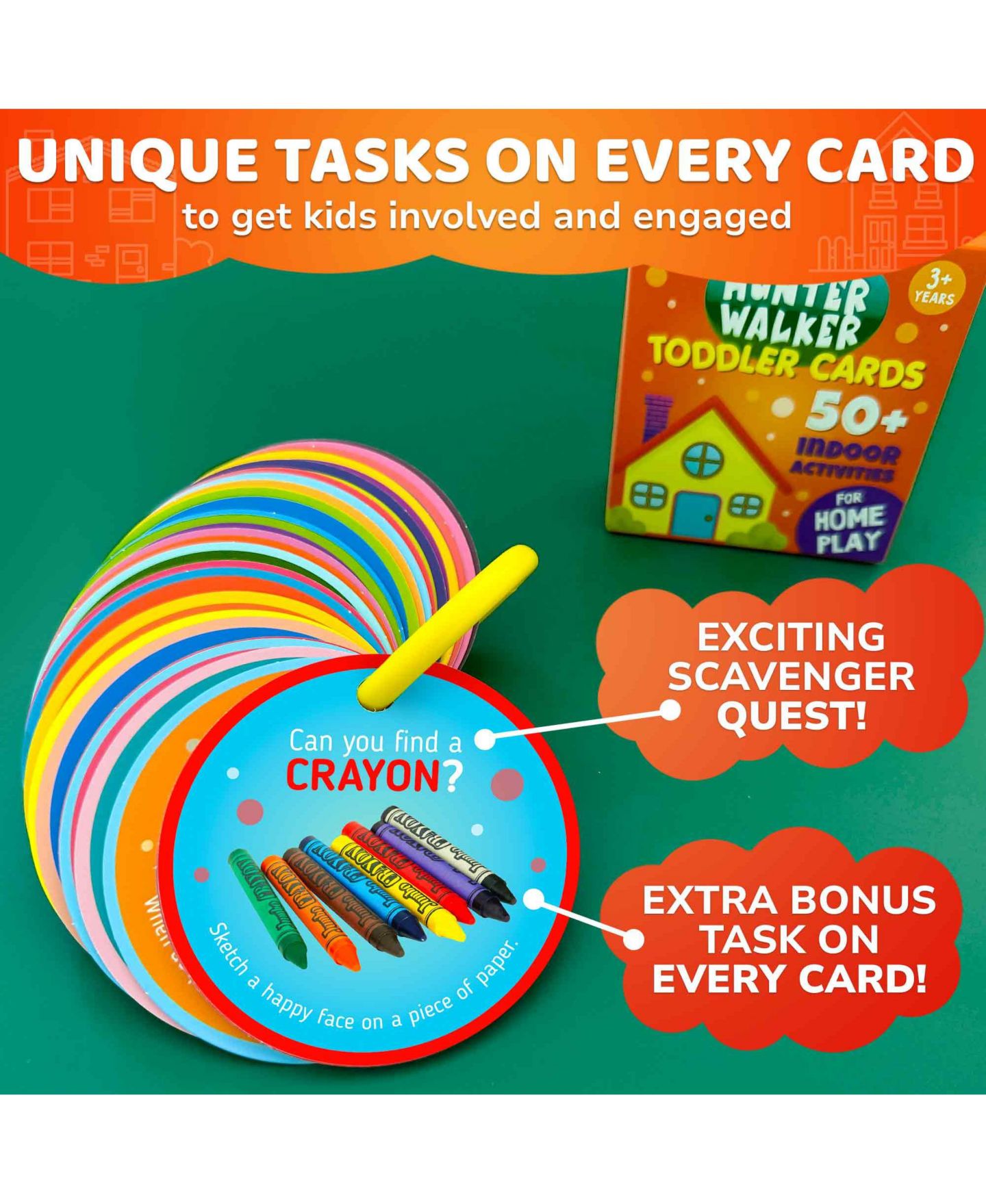 Детские карточные игры Quokka Scavenger Hunt Game 50 Challenges 25-Piece Card Game, от 3 лет, цвет: Home — фото 3