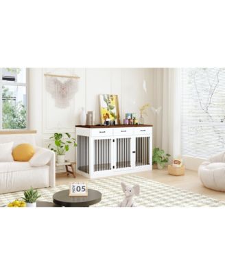 Dog Cage Storage Cabinet, Dog House Furniture Style Dog Crate with 3 Drawers
