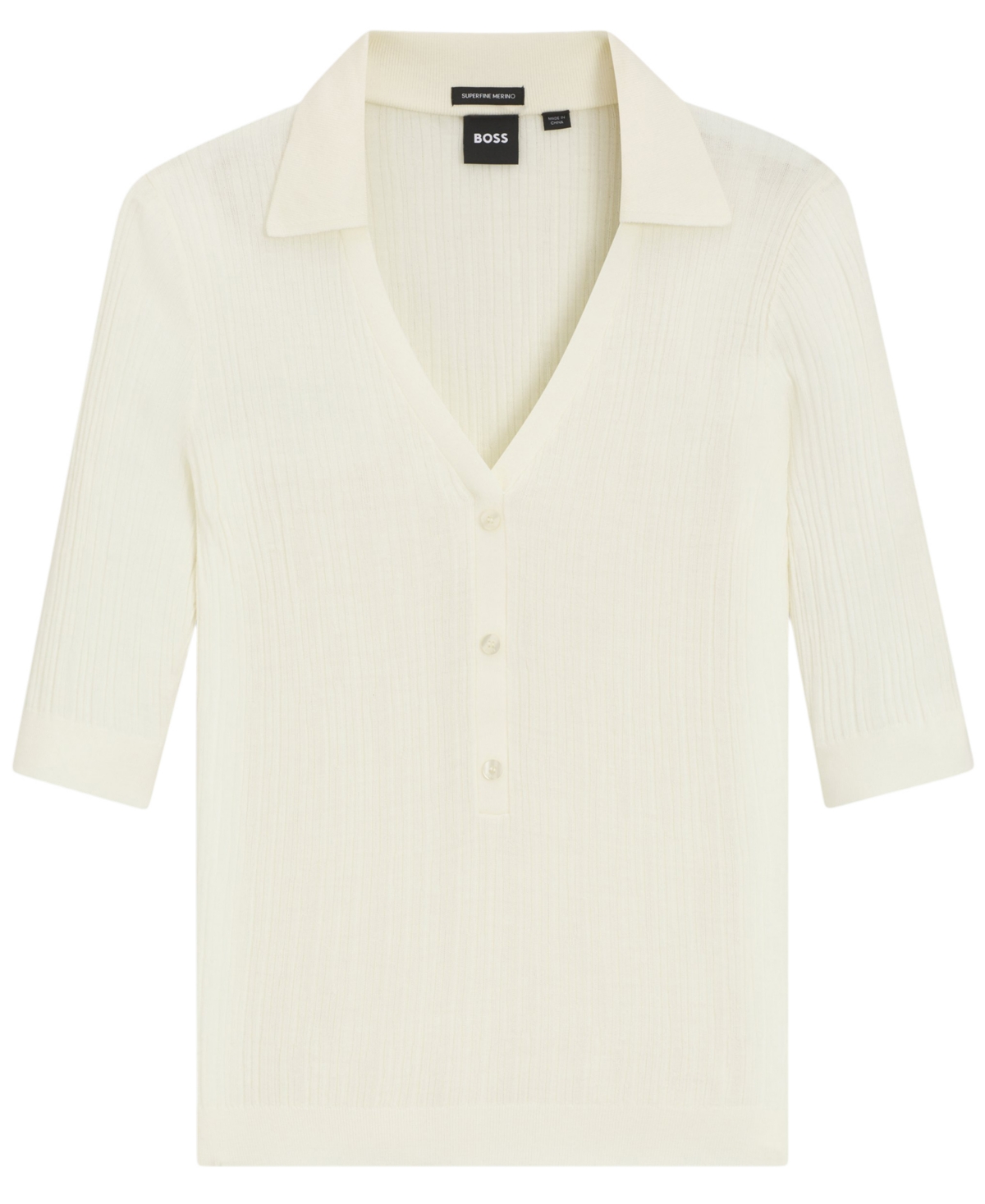 Hugo Boss Boss By  Women's Knit Collared Sweater In White