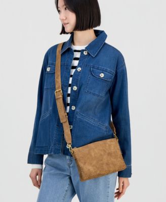 Stud Nubuck Double Compartment Crossbody, Exclusively at Macy's