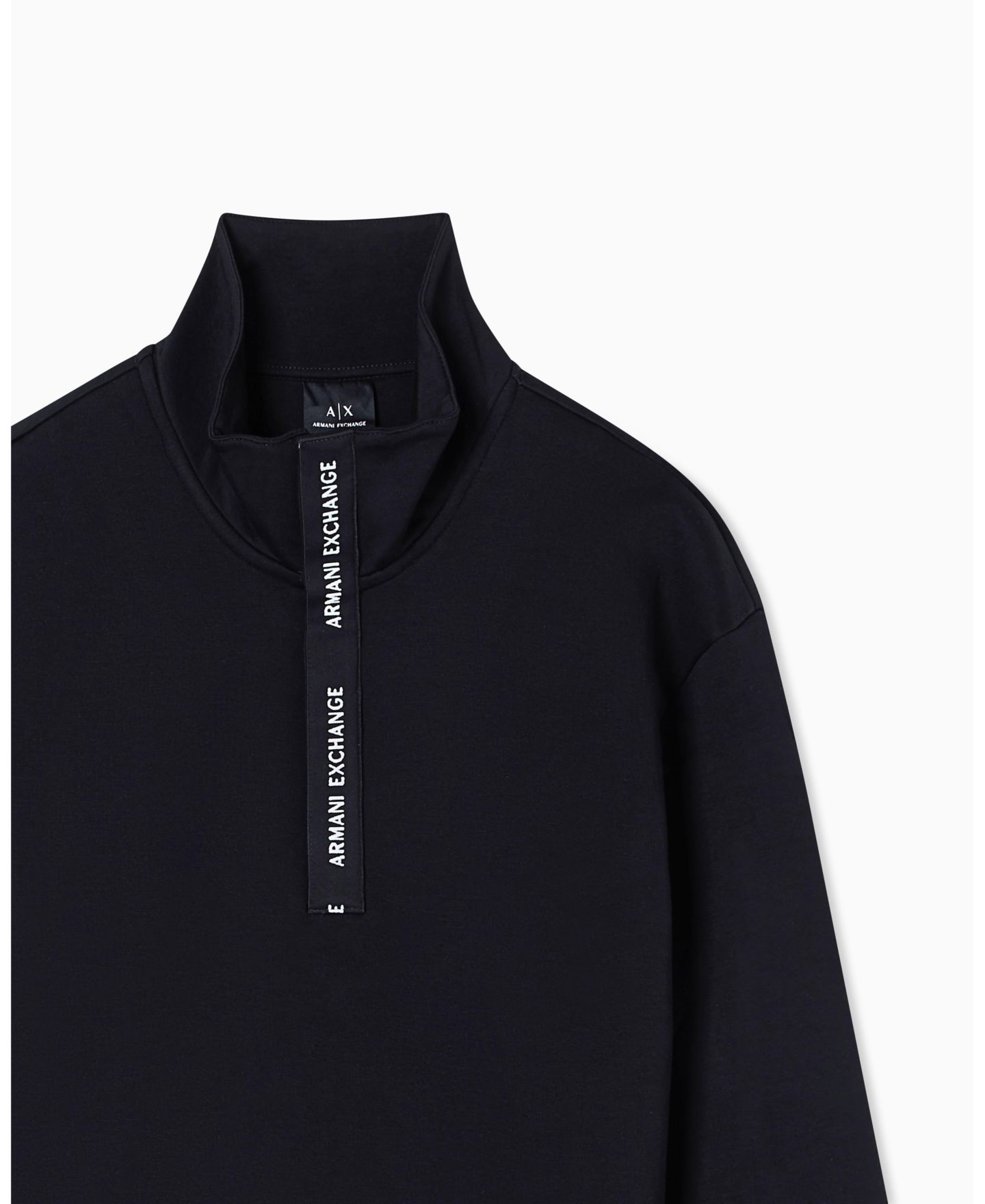 Мужской свитшот A|X Armani Exchange Grosgrain Logo Fleece Quarter Zip, цвет: Чёрный / Белый — фото 3