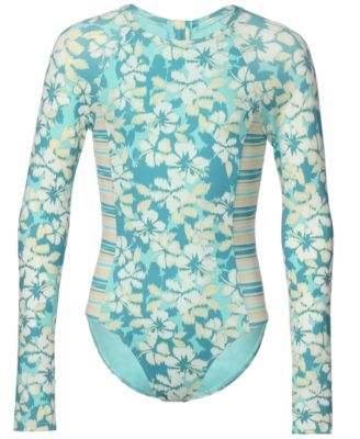 Roxy - Girls' 7-16 Hibiscus Mirage Long-Sleeve One-Piece Swimsuit