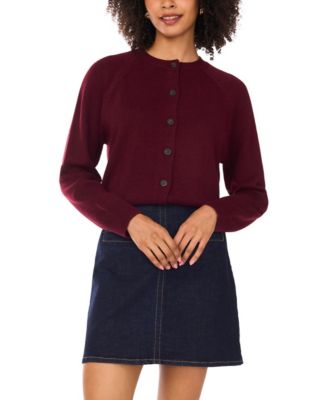 Women's Cozy Crewneck Raglan-Sleeve Cardigan Sweater